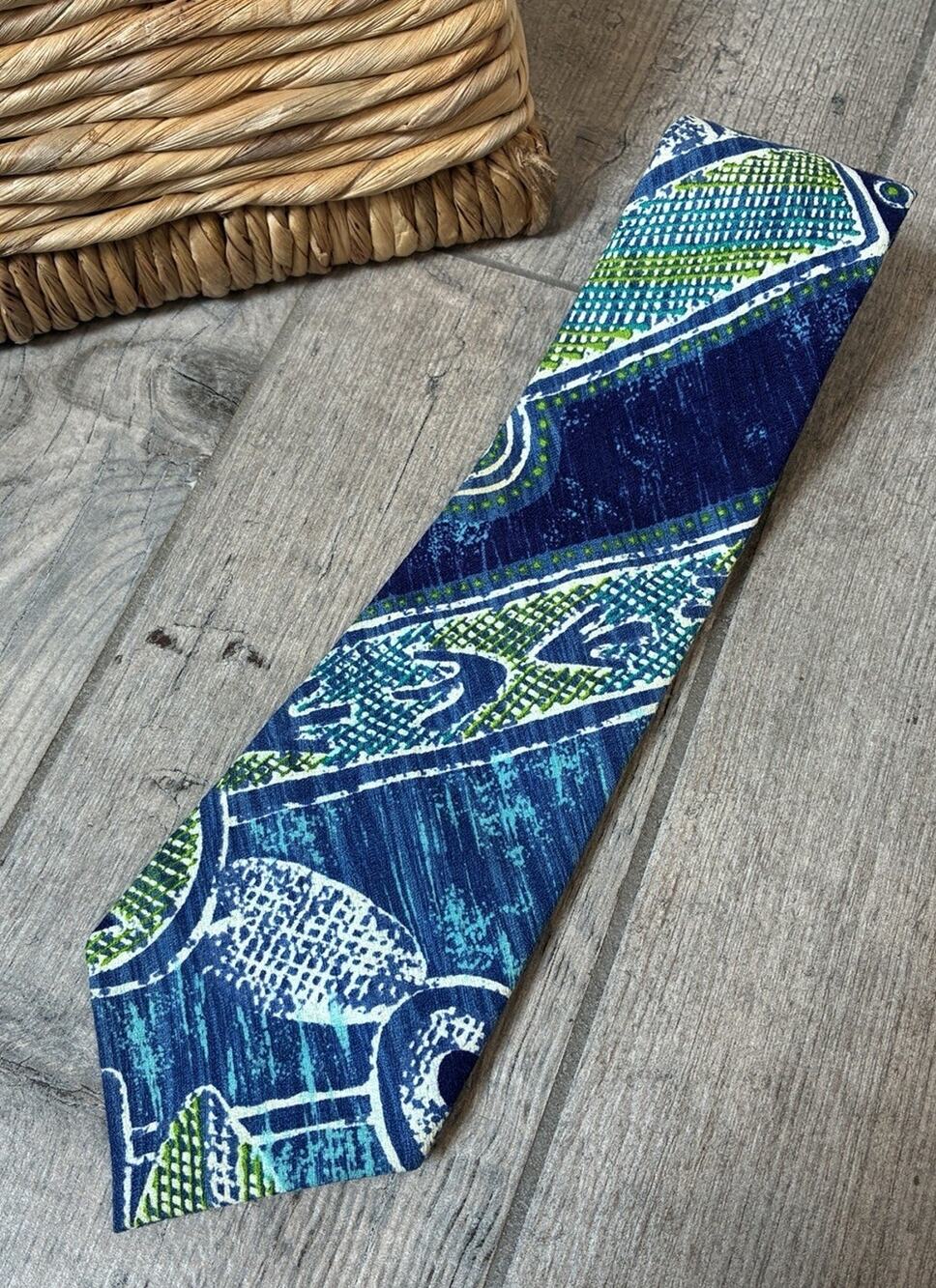 Vintage Kanaka Hawaiian Necktie 100% Cotton 1960s 70s Abstract Tiki Design